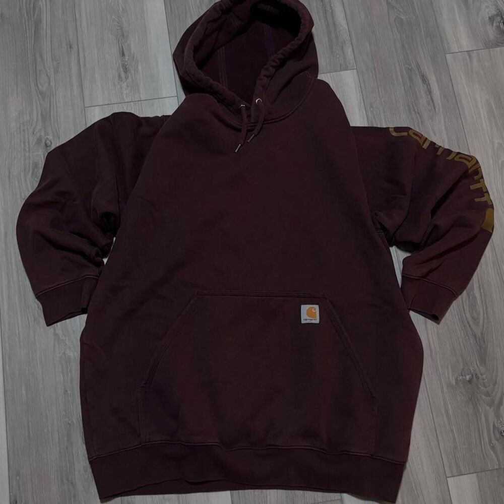 Carhartt Men's Burgundy and Brown Hoodie
